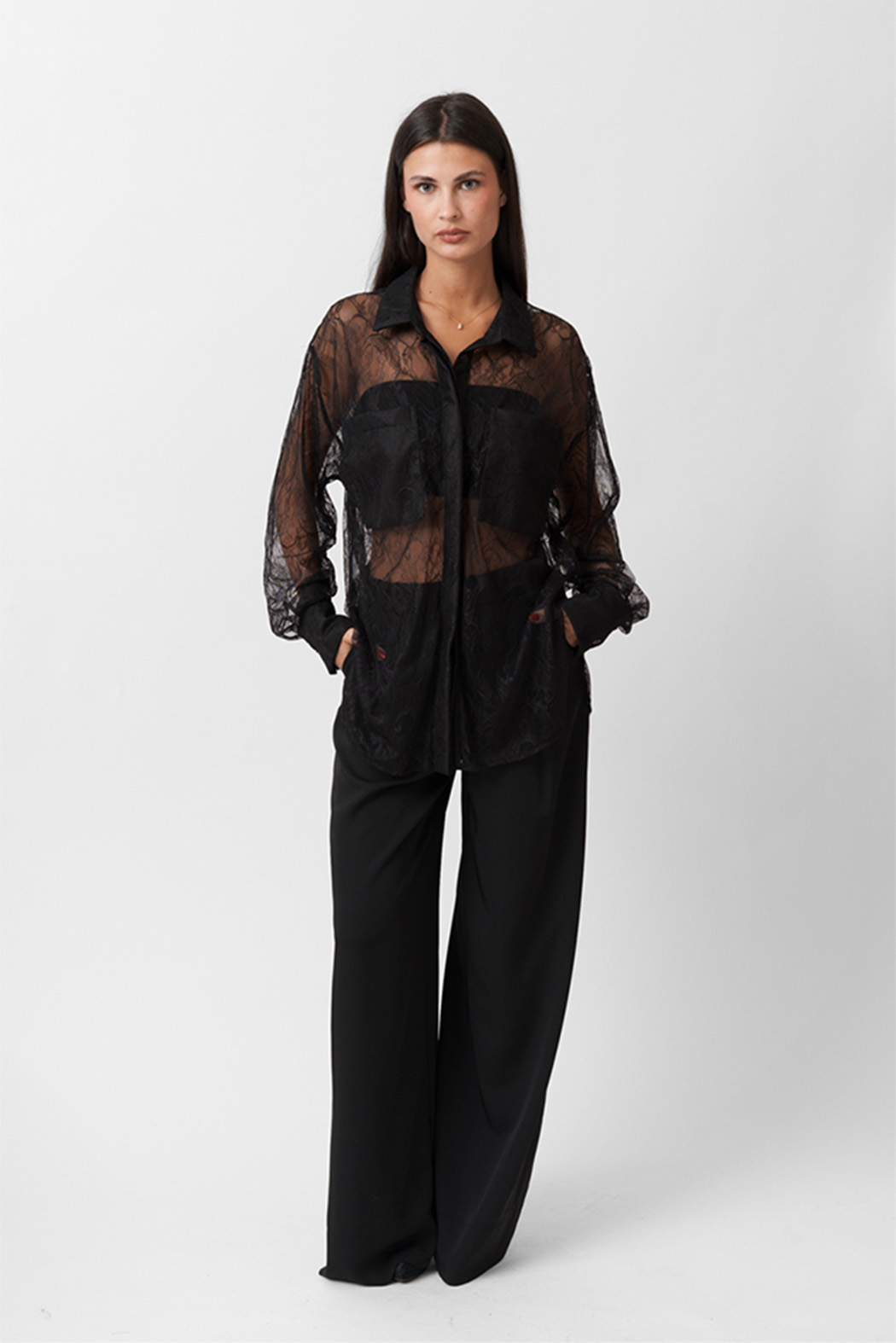 FW25.W56.00.0-B1 LACE SHIRT - Image 1