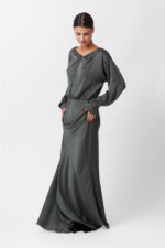 SATIN LONG FLARED DRESS - Image 18