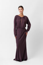 SATIN LONG FLARED DRESS - Image 16