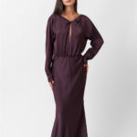 SATIN LONG FLARED DRESS