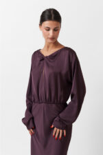 SATIN LONG FLARED DRESS - Image 5