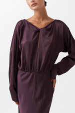 SATIN LONG FLARED DRESS - Image 3