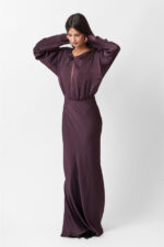 SATIN LONG FLARED DRESS - Image 12