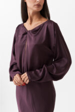 SATIN LONG FLARED DRESS - Image 9