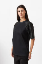 LEATHER LOOK SLEEVE T-SHIRT - Image 5
