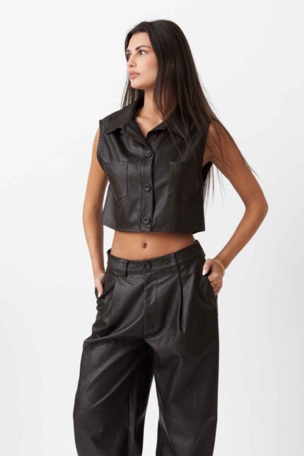 LEATHER LOOK VEST