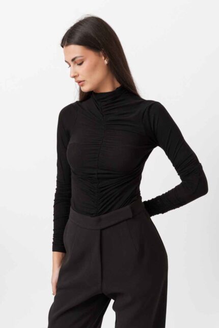 RUFFLED HIGH NECK TOP