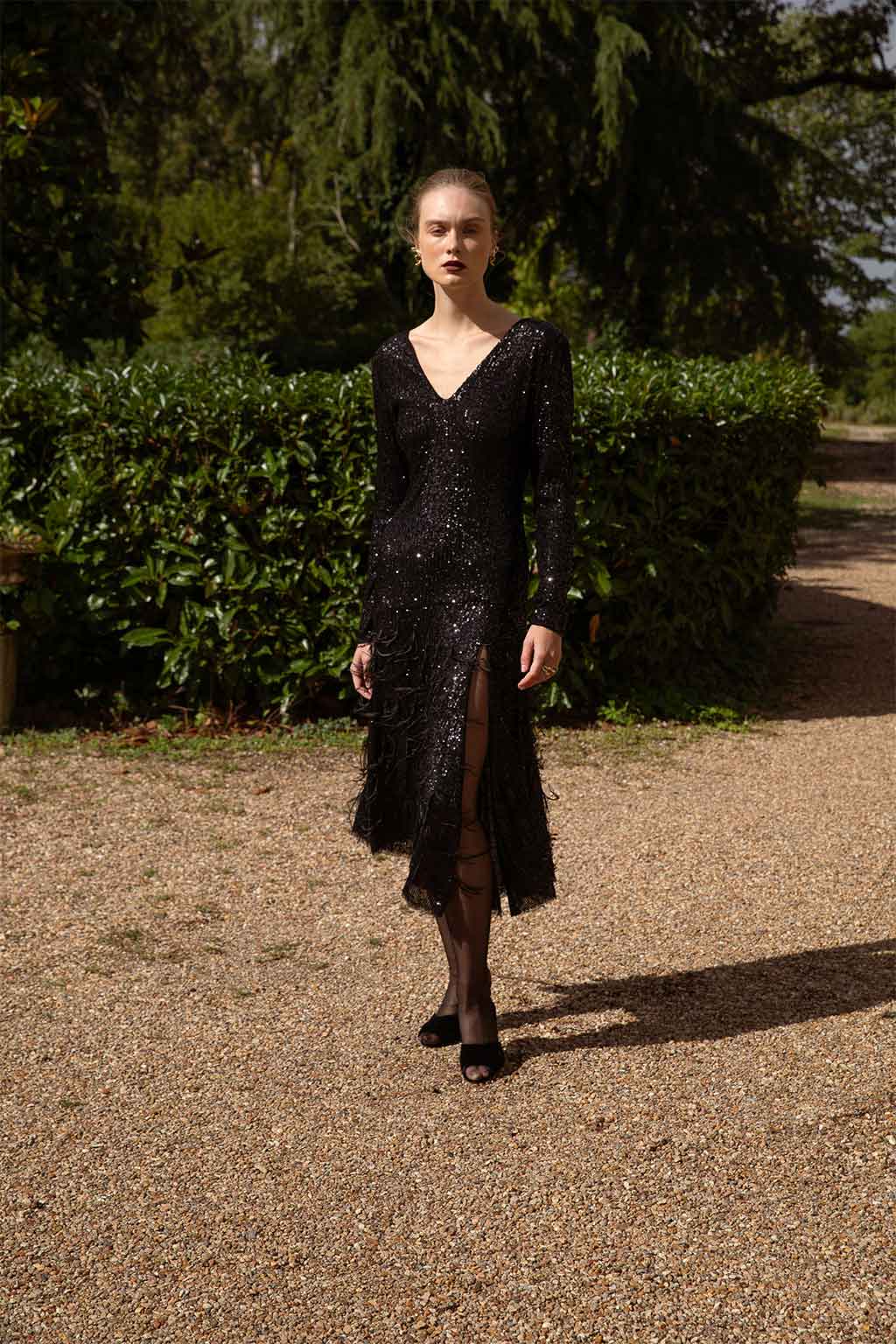 AMIRA DRESS SEQUINED FRINGED EMBELLISHED