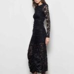 LONG SLEEVE RUCHED DRESS LACE