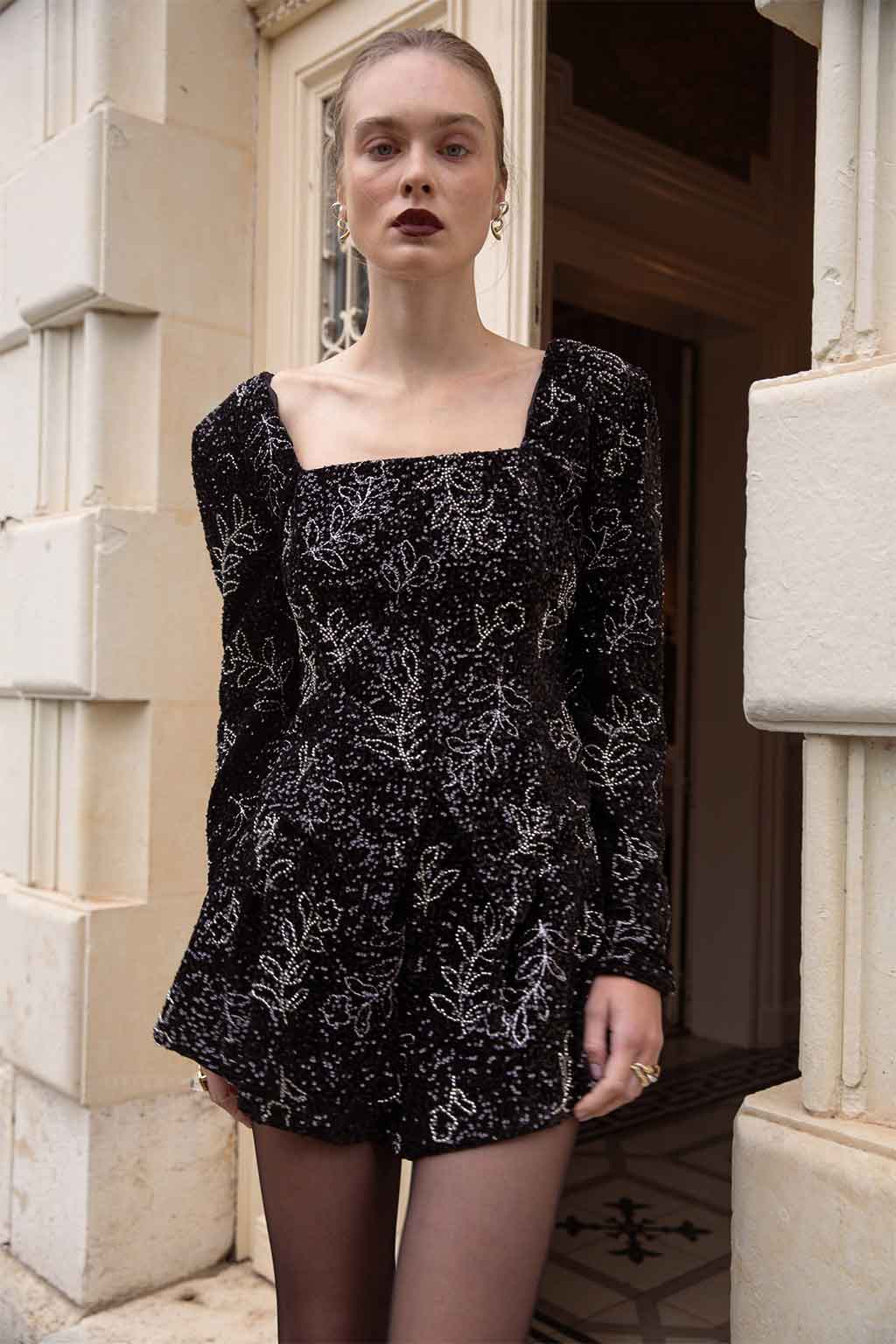 EDEN CORSET BEADED FLORAL SEQUINED