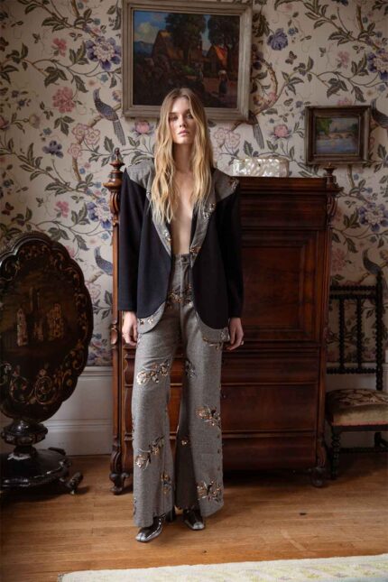 WOOL SEQUINED HERRINGBONE