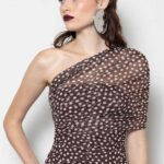 TULLE RUCHED DRESS WITH ONE SHOULDER