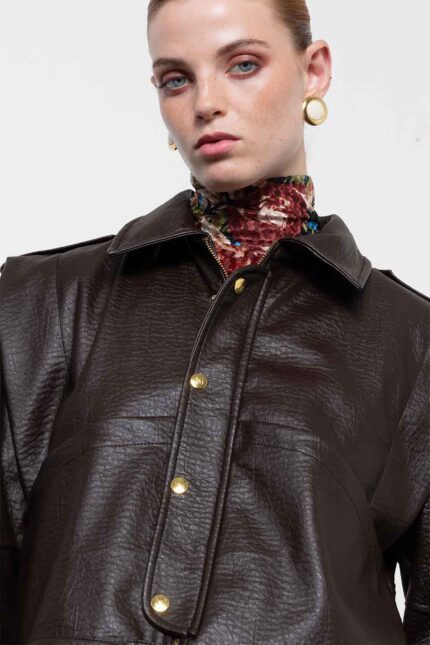 LEATHER JACKET WITH FRONT POCKETS