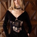 VELVET FLORAL BROCADE BALCONETTE