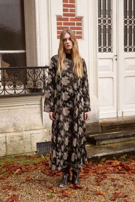 SEMI-SHEER FLORAL EMBROIDERED