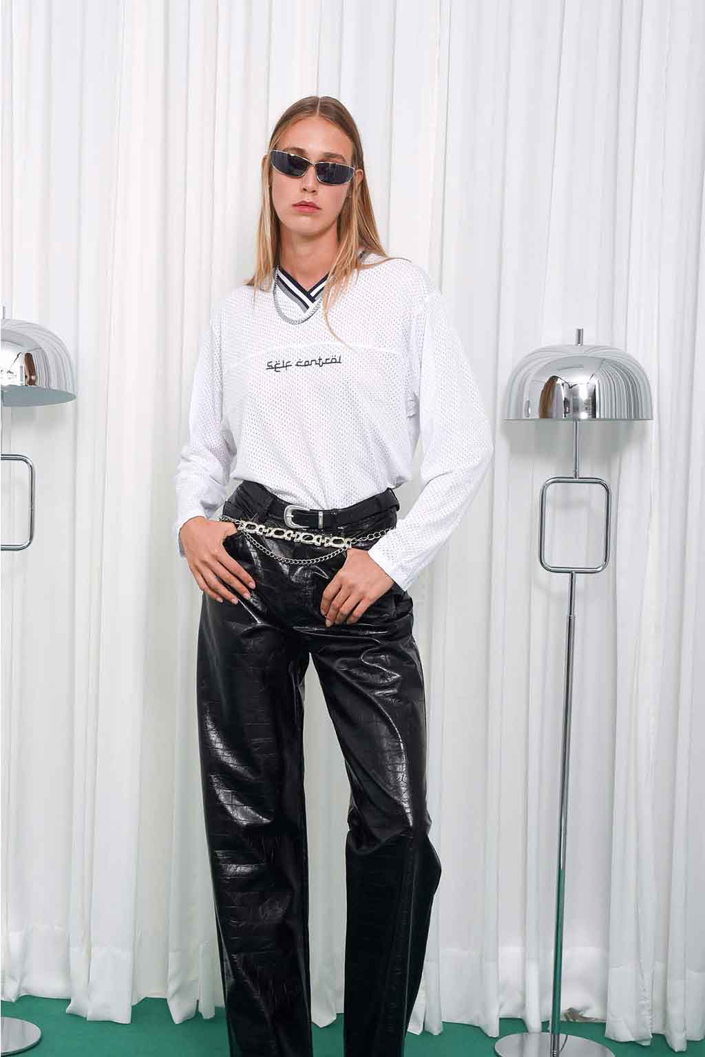 SELF CONTROL LONGSLEEVE MESH BLOUSE BLOUSE