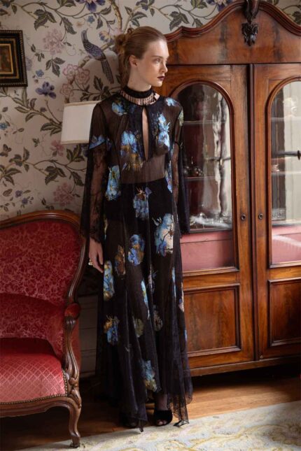 SEMI-SHEER PRINTED LACE EMBELLISHED