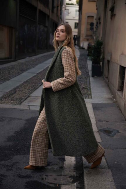 WOOL HOUNDSTOOTH BELTED