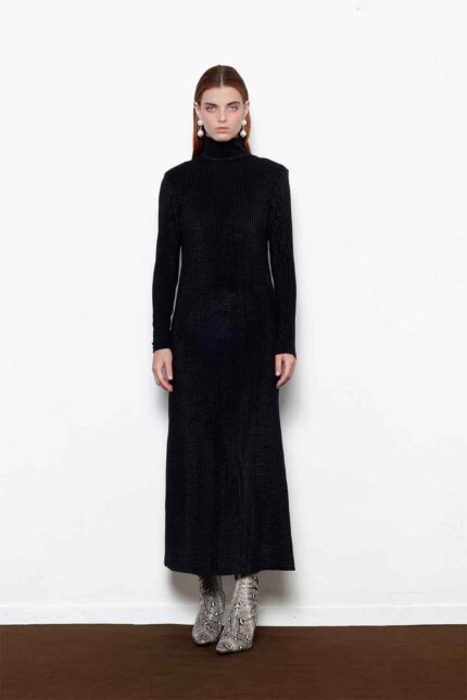 TURTLENECK LONG DRESS VELVET