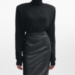 LONDON LEATHER MIDI SKIRT