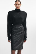 LONDON LEATHER MIDI SKIRT