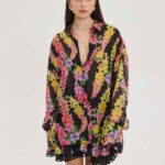 HEATHER SHIRT DRAGON FLOWER BLACK