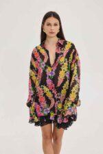 HEATHER SHIRT DRAGON FLOWER BLACK