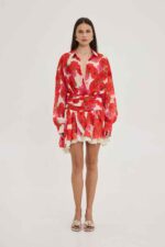 HEATHER SHIRT BLOOMING SKY RED